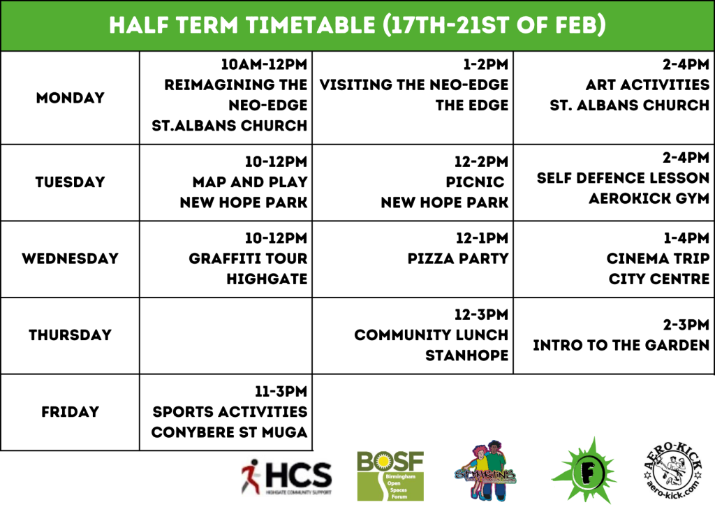 Flyer for 'Close to the Edge in Highgate' programme for February half term